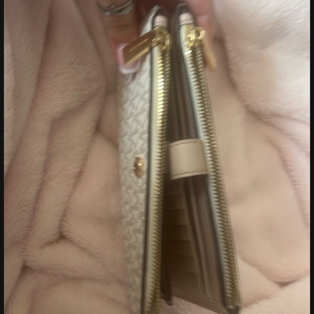 Michael Kors Cream and Gold Zip Wallet